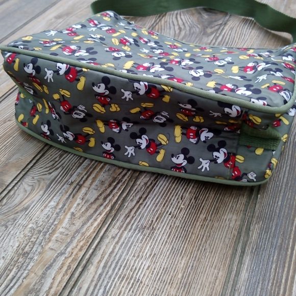 Mickey Mouse Pattern Green Textured Shoulder Bag - Picture 3 of 14